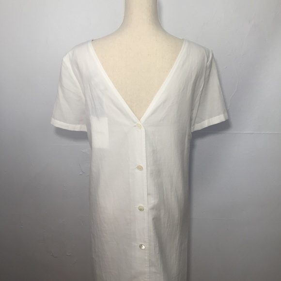 Theory White V Button Down Back Cotton Dress - Picture 7 of 8